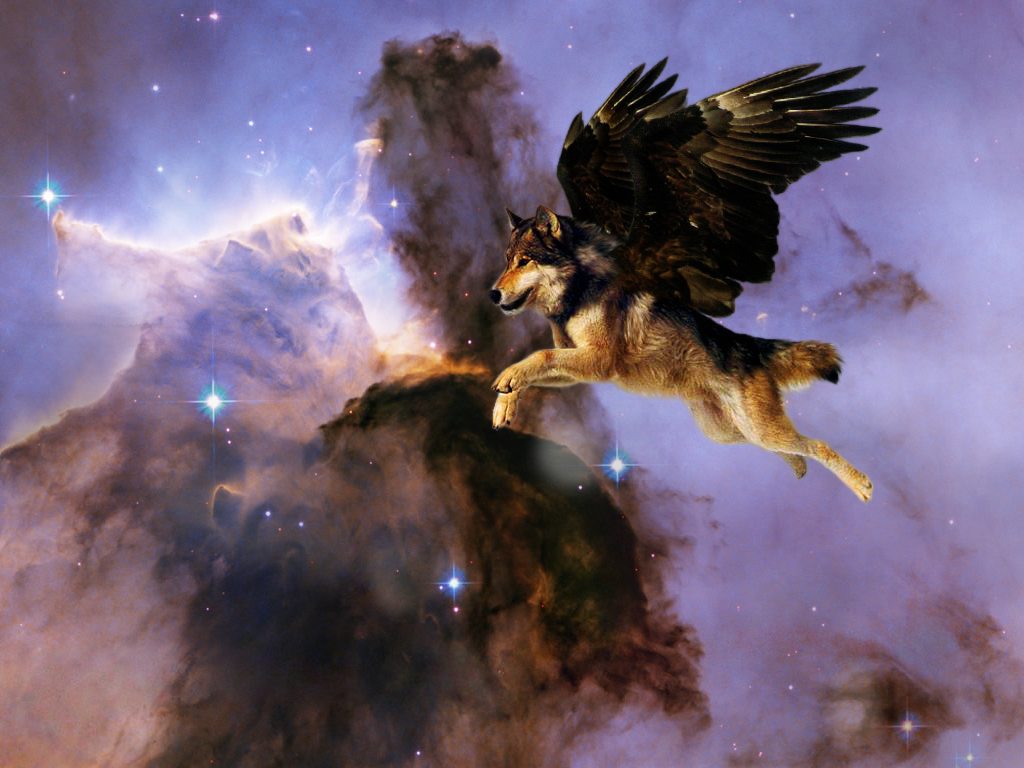 Wolf_flying_trough_Nebula_by_Lintufriikki